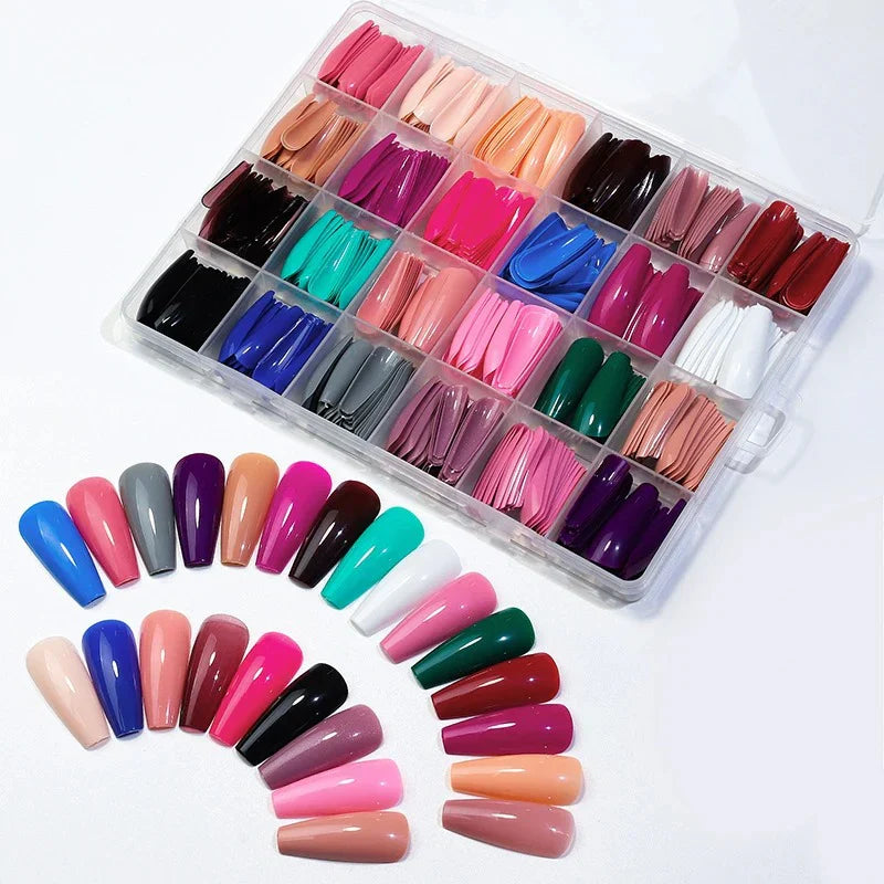 576 Pcs set Colorful Nails ( 24 Solid Colors )