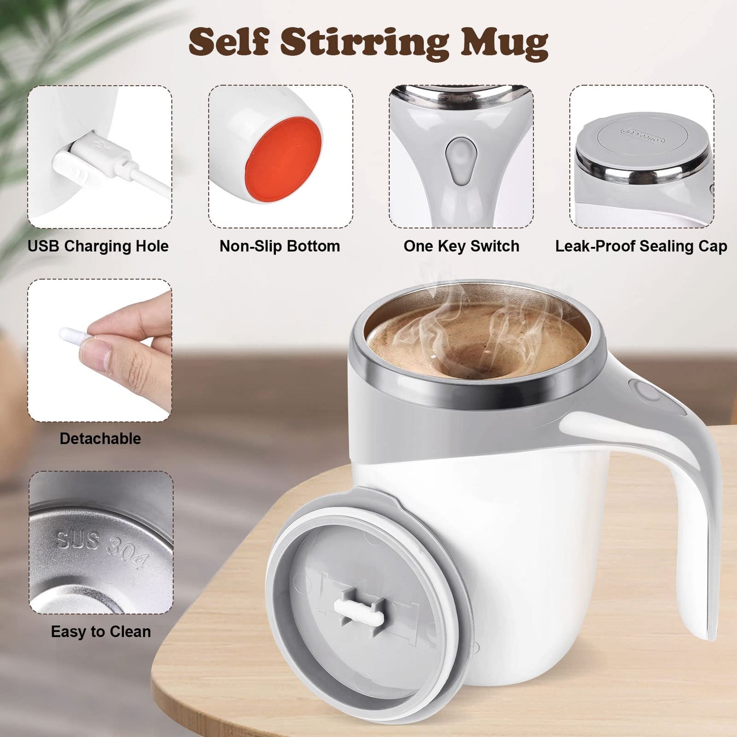 Magnetic Automatic Self-Stirring Coffee Mug