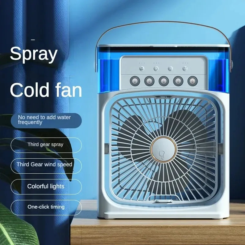 Portable Air Cooler Spray Fan with 7-Color LED NightLights (USB Powered)