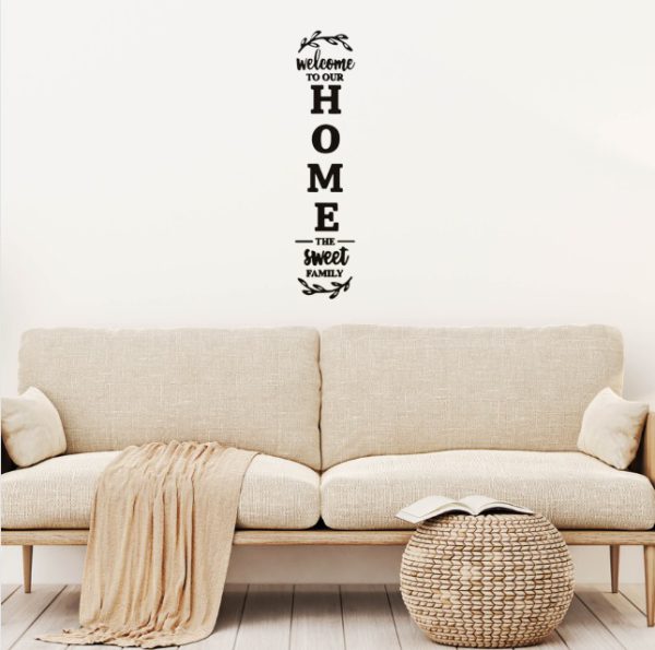 Welcome To Our Home The Sweet Family 3d Sticker Wall Art | Black Vinyl Sticker