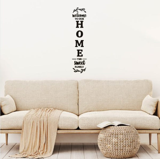 Welcome To Our Home The Sweet Family 3d Sticker Wall Art | Black Vinyl Sticker